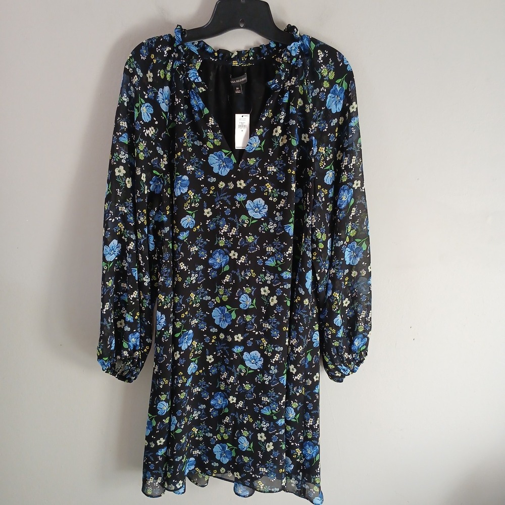 Banana Republic‎ Women's Size M Balloon Sleeve Blouson Dress Floral V-neck NWT